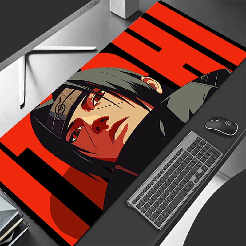 Mouse pad narutos itachi uchiha grande pc computador gamer kawaii acessórios de jogos anime mousepad teclado tapete mesa