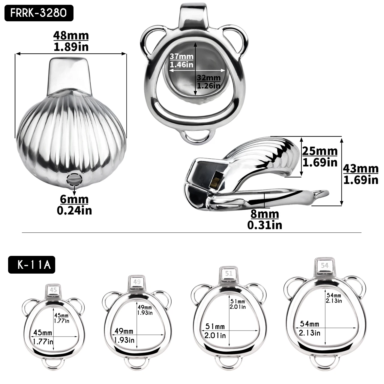 FRRK Mini Silver Shell Femboy Chastity Cage สแตนเลสสตีลเข็มขัดล็อคแหวน Cock Bondage เพศของเล่นสําหรับ Sissies ผู้ชาย Sextoy