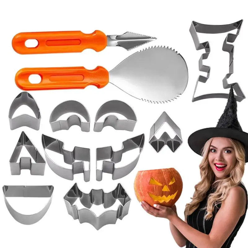 

12PCS Pumpkin Carving Kit Halloween 3D Pumpkin Carving Kits Stainless Steel Knife Professional Baking Dough Kitchen Tools