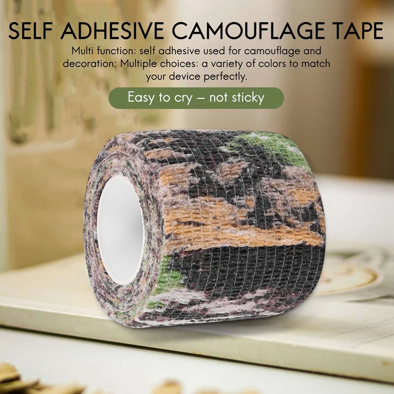 6 rotoli di nastro mimetico trasparente avvolgente con fasciatura elasticizzata mimetica nastro autoadesivo per telescopio da caccia da campeggio