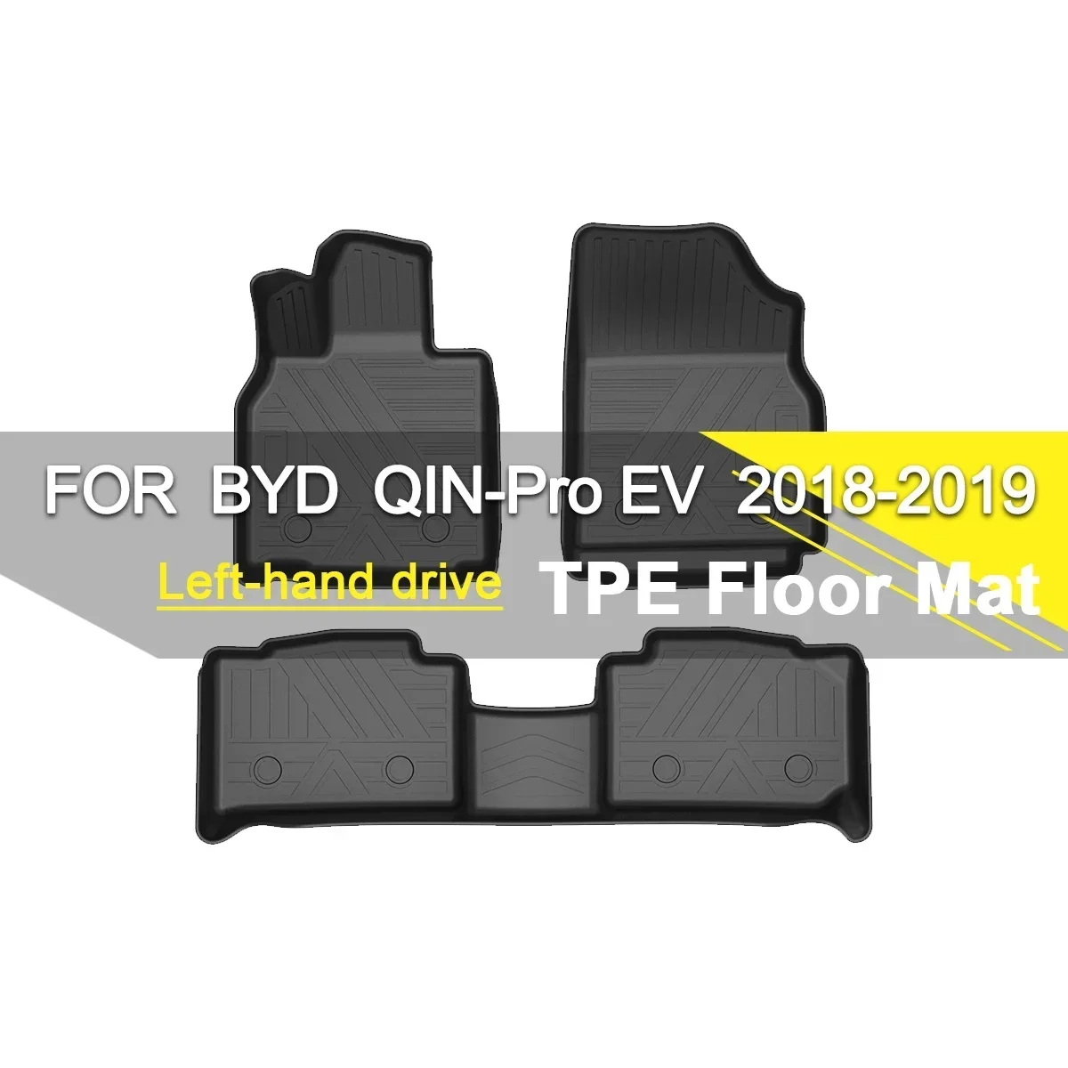 

Автомобильный напольный коврик из ТПЭ, резиновый, водонепроницаемый, нескользящий, полностью объемный, ремонт с левым рулем, автомобильные аксессуары для BYD QIN-Pro EV 2018-2019