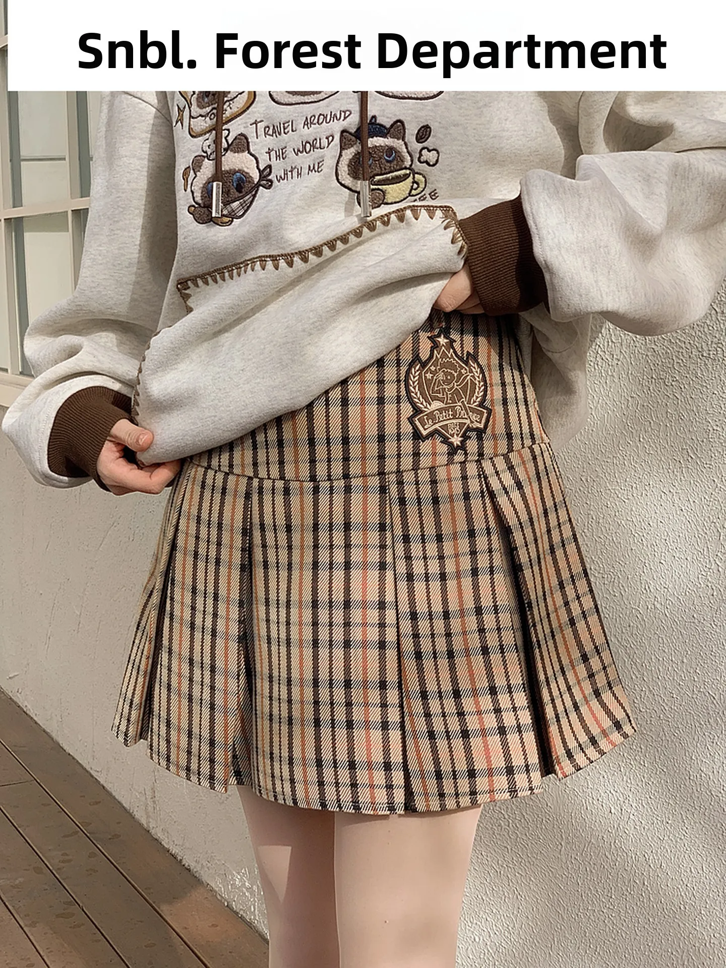 

Retro Style High Waist A-Line Skirt Women's Fashion College Style Pleated Skirts Versatile Slimming Short Skirts