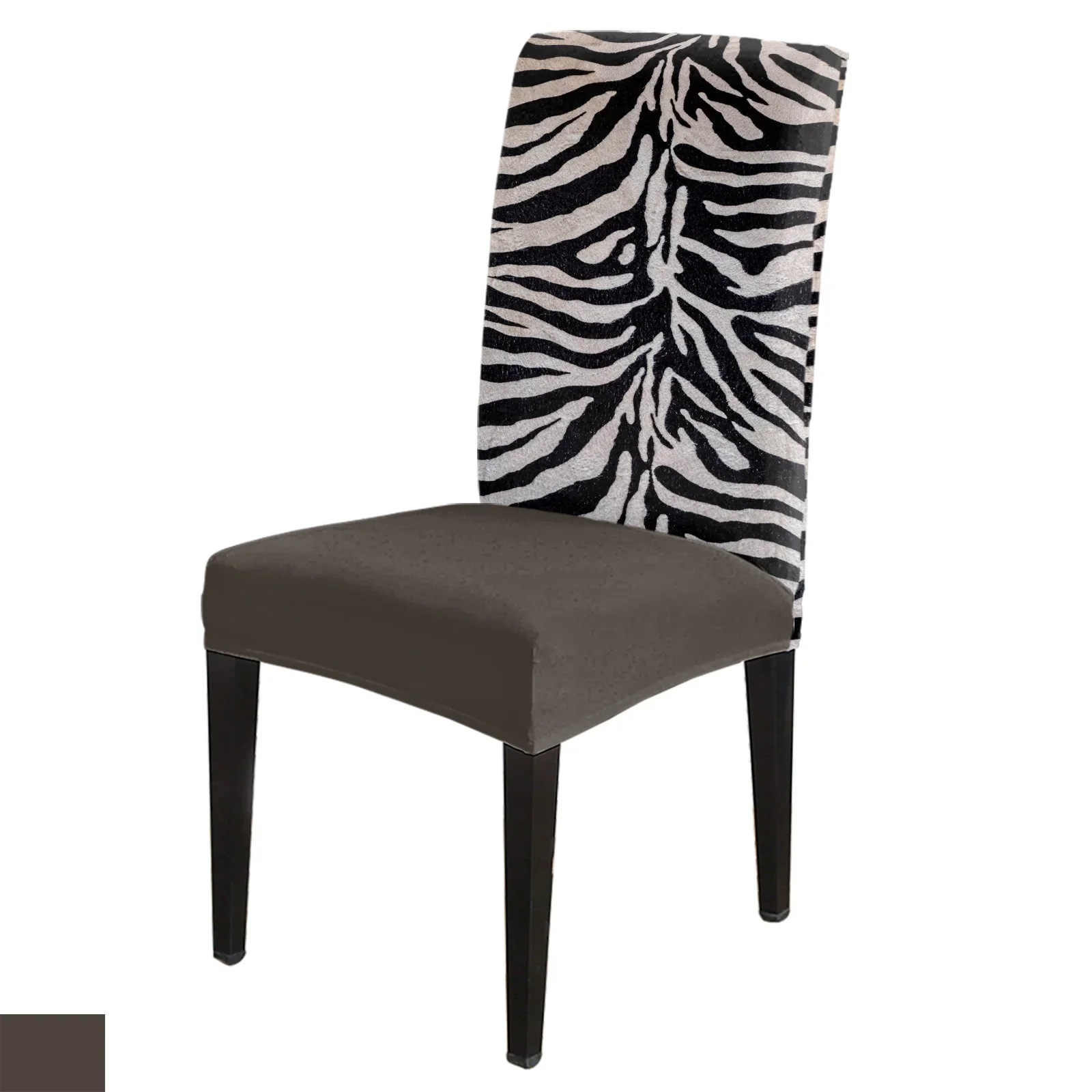 Animal Zebra Fur Texture Pattern Chair Cover Set Kitchen Dining Stretch Spandex Seat Slipcover for Banquet Wedding Party