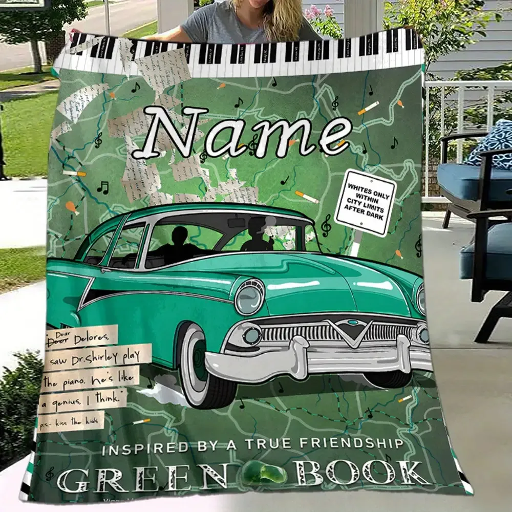 Customized name blanket - Green book design,suitable for living room and bedroom sofas, picnic cover，decorative，breaks,souvenirs