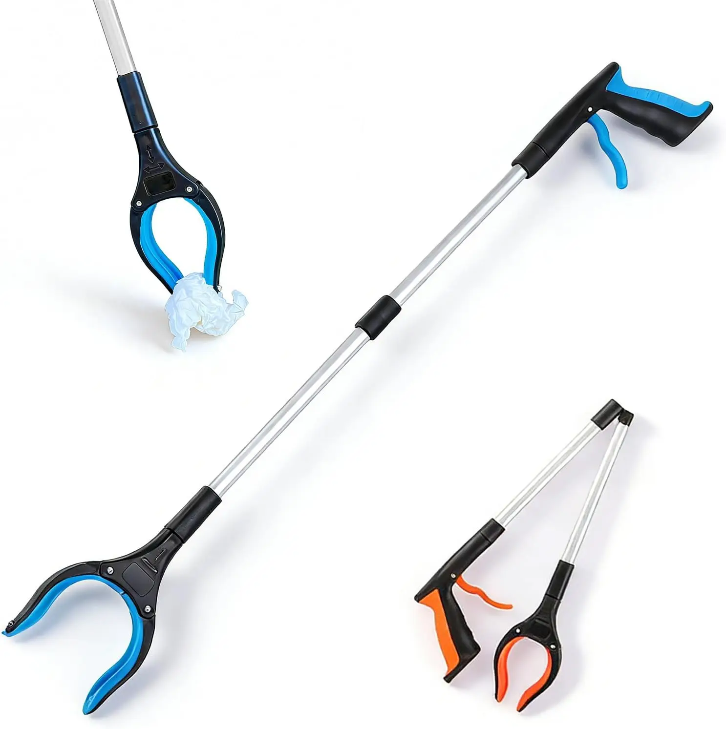 

Heavy Duty Garbage Grabber with 360° Rotating Clamp Long Reach Foldable Lightweight Trash Picker Upper Tool Ideal for Seniors