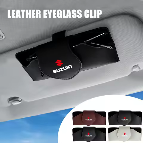 PU Leather Car Sun Visor Glasses Storage Box Sunglasses Clip Holder For Suzuki Ignis Swift SX4 Jimny Grand Vitara Accessories