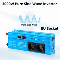 Foval Inverter 3000W Pure Sine 12V 220V Voltage Car Converter Led Digital EU Universal Plug 50HZ Solar Transformer Inverter