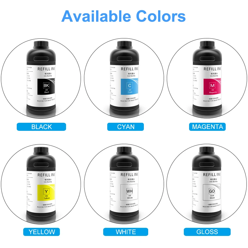 1000ML Neutral LED UV Ink For Epson 5113 4720 I3200 I3200-U1 Printhead For UV Modified Printer Both for Hard & Soft Materials