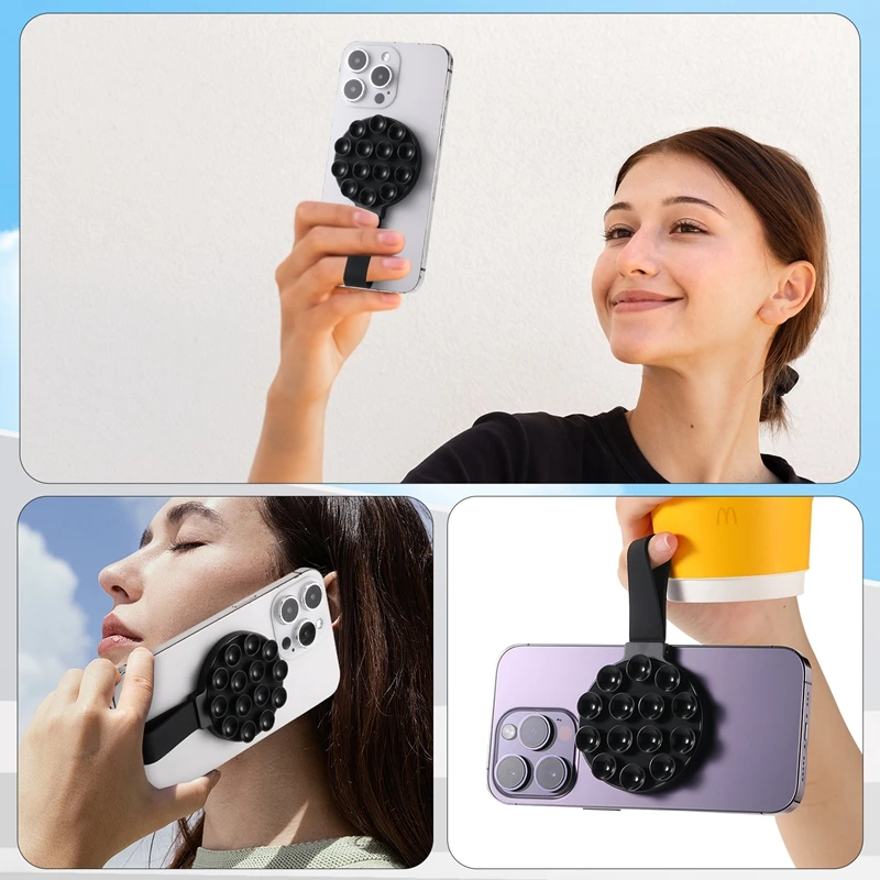 

2025 New Suction Cup Phone Holder Portable Silicone Magnetic Phone Stand For Tiles And Glass
