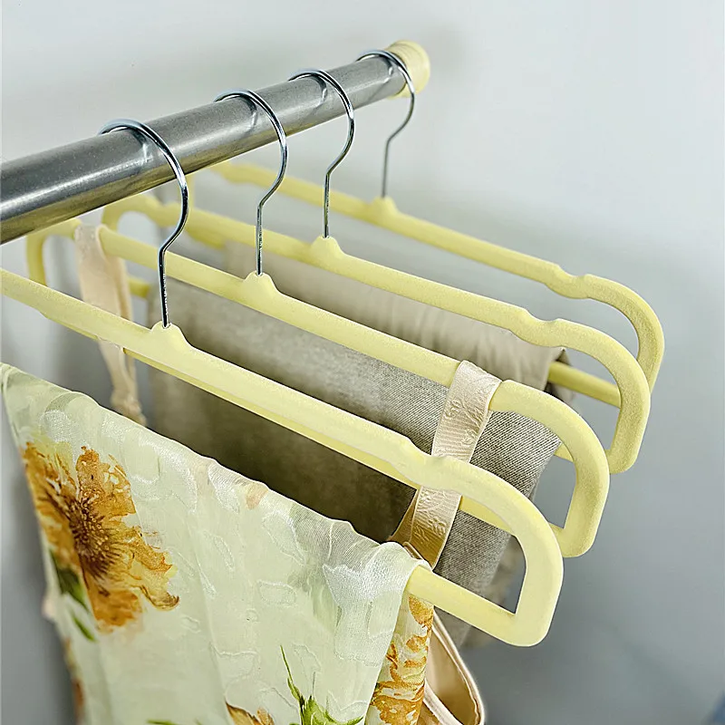 

35CM multifunctional non-slip non-marking ABS flocking hanger clothing store trouser rack tie rack adult plastic Velvet hanger