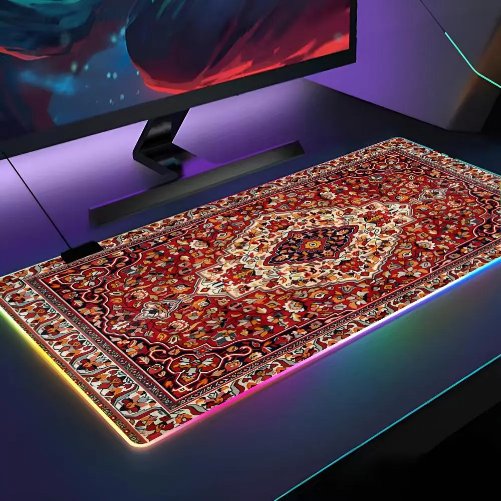 

Коврик для мыши в персидском стиле с RGB-подсветкой, коврик для ноутбука, игровой коврик для компьютера, аксессуары для геймеров