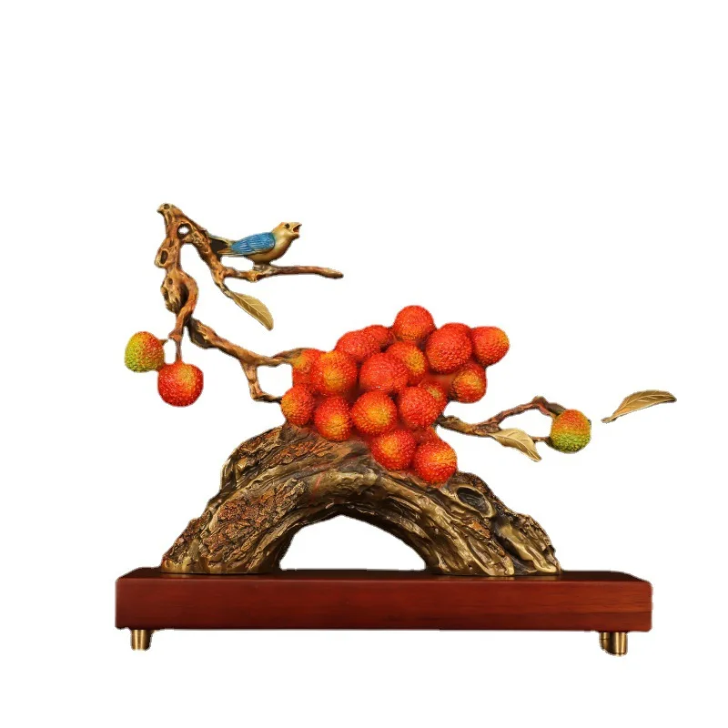 Good luck copper lychee ornament, living room wine cabinet home decoration 5