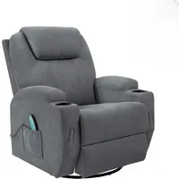 Flamaker Rocking Chair Recliner with Massage and Heating Swivel Ergonomic Lounge Classic Single Sofa with 2 Cup