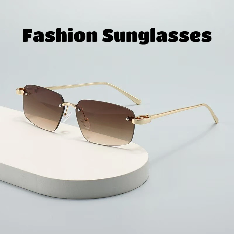 

Men's & Women's New Fashion Square Frameless Sunglasses Retro-Chic Metal Sunglasses Premium UV-Protective Travel Sunglasses