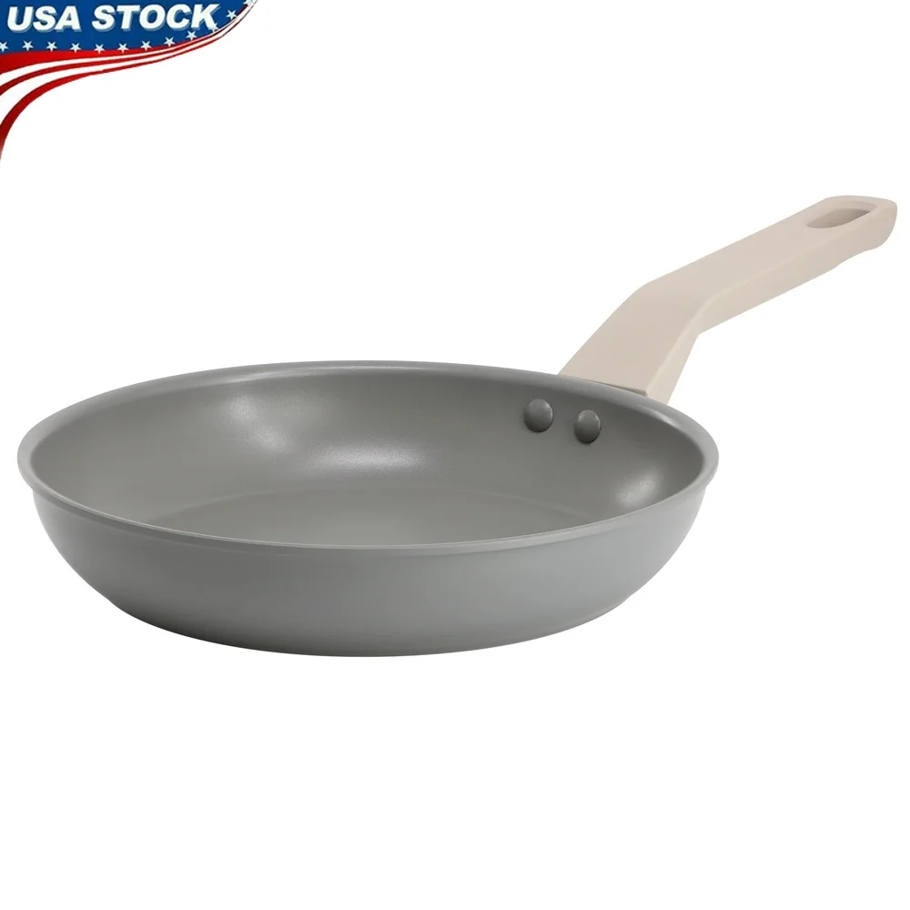 

Прочная алюминиевая сковорода с антипригарным покрытием, 8-дюймовая матовая серая универсальная посуда, термостойкая ручка, совместимая со всеми плитами, легкая