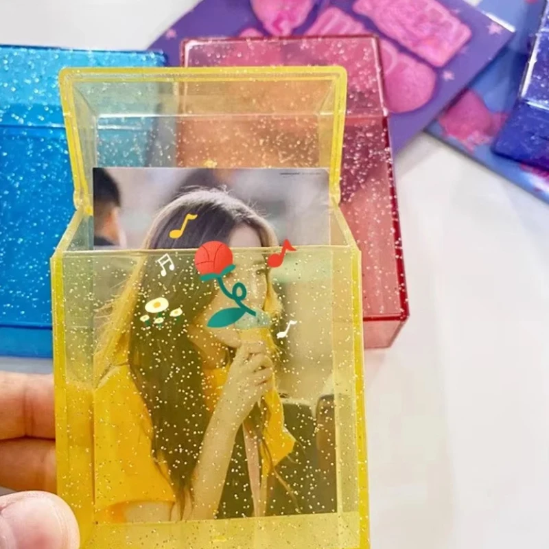 صور بطاقة صندوق تخزين حامل Ins شفافة Blingbling صندوق حاوية المعبود Kpop ألبومات صندوق تخزين الصور علبة السجائر