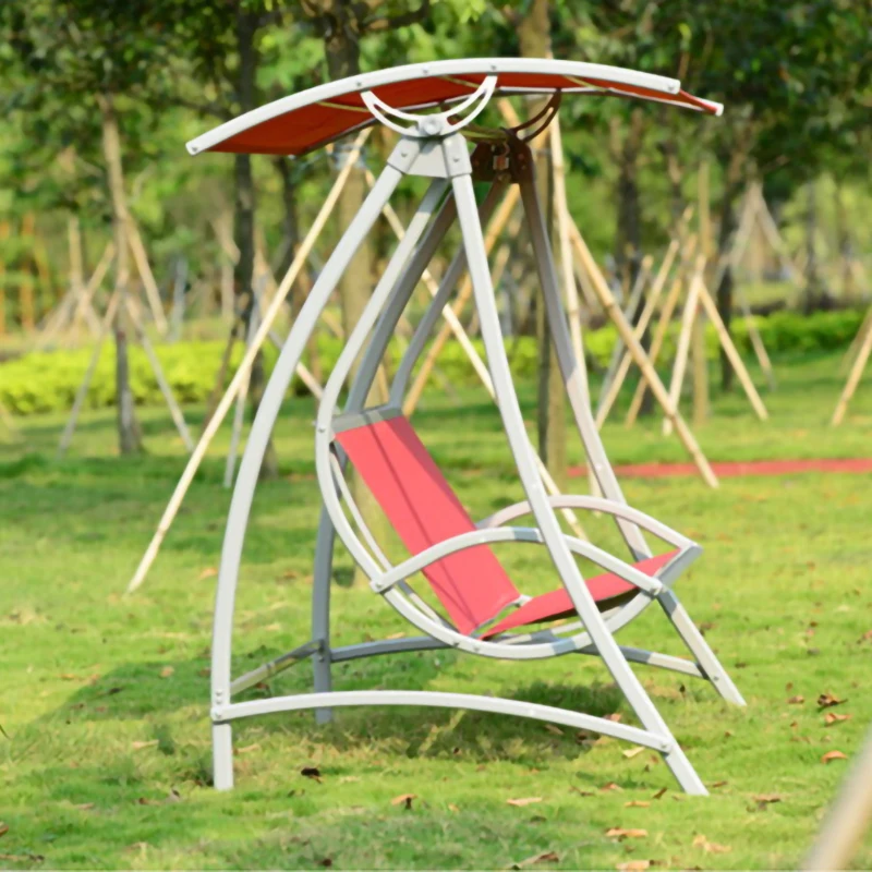 2 seats garden hanging swing chair aluminum iron frame with mesh backyard poolside hammock chair for outdoor indoor Khaki color