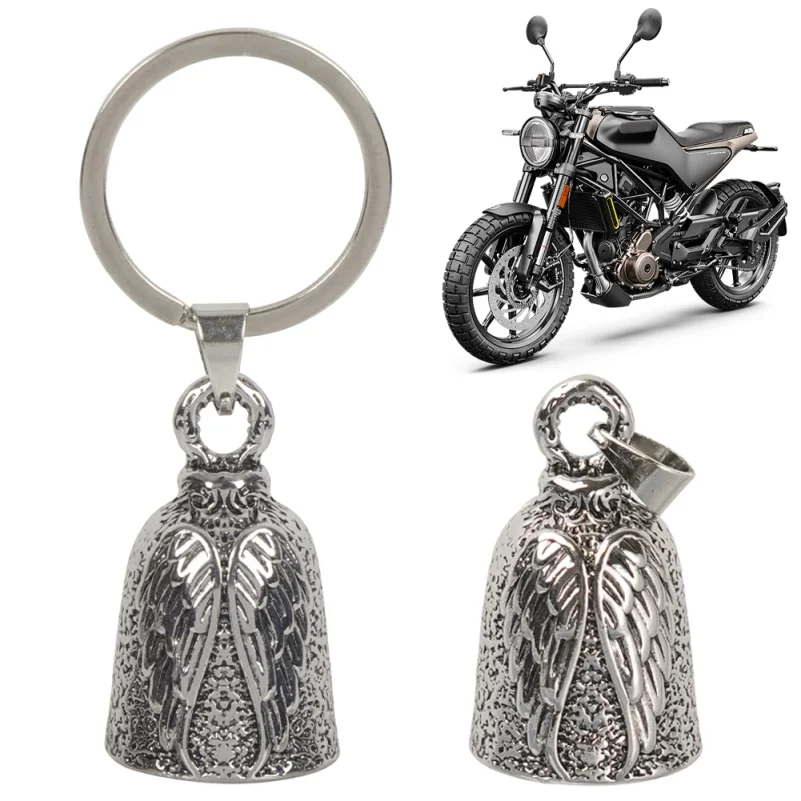 Motorcycle Guard Bell Stainless Steel Motorcycle Angel Bell Spirit Bells with Chain or Keyring Guard Riding Bell Pendant view 2