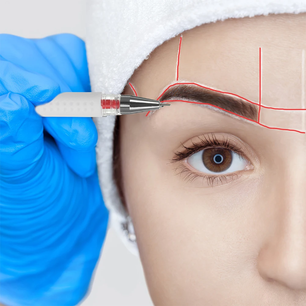 

6Pcs Eyebrow Tattoo Positioning Pen Splashproof Beauty Skin Marker Precise Makeup Pen for Stage Weddings Eyebrow Mapping Tool