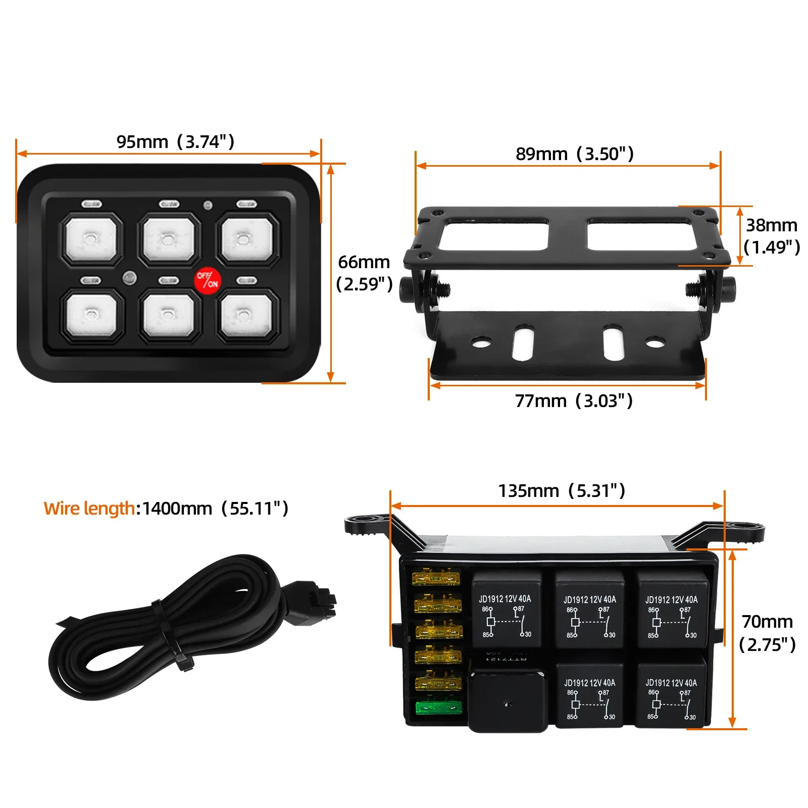 8/12 Gang LED 12V Switch Panel  600-1200W  On-Off boat Control Relays System Slim Touch Control Panel for Boat Jeep UTV Caravan