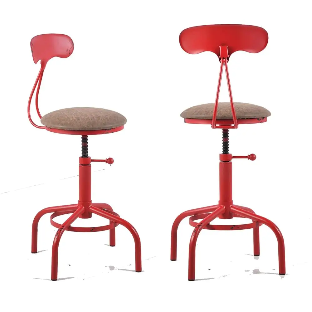 Home Kitchen Stool, Industrial Counter Stool, Height Adjustable Swivel Bar Stools Indoor House Design With Iron Backrest