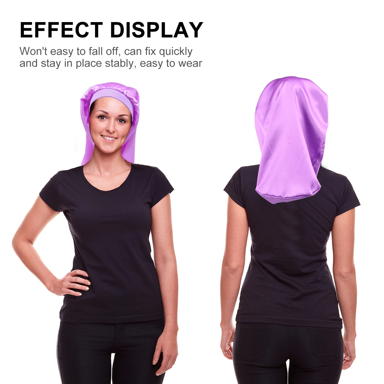 

5pcs Satin Sleep Caps Elastic Women Hair Salon Cap For Long Curly Braids Salon Sleep Hat Large Size Hair Protection Cap Easy