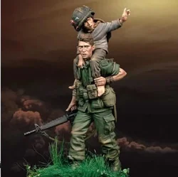 1/35 Die-casting Resin Model Assembly Kit Soldier Toy Model Unpainted 75mm