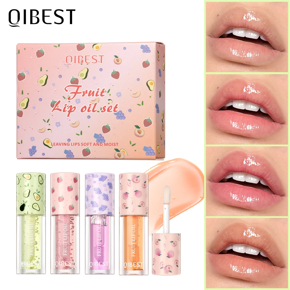 

QIBEST Lip Oil Balm Set Glossy Lip Gloss Moisturizing Makeup Tinted Lip Plumping Mirror Lip Glaze Lip Glow Oil Lips Cosmetic Kit