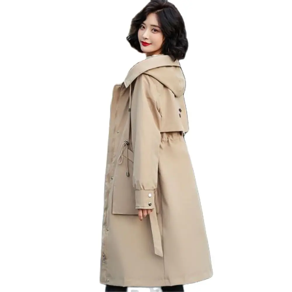 Fur Collar Long Hooded Parka for Women Adjustable Waist Jacket Cotton Liner Detachable Coat 3-way Wear Winter 2024 m-4xl