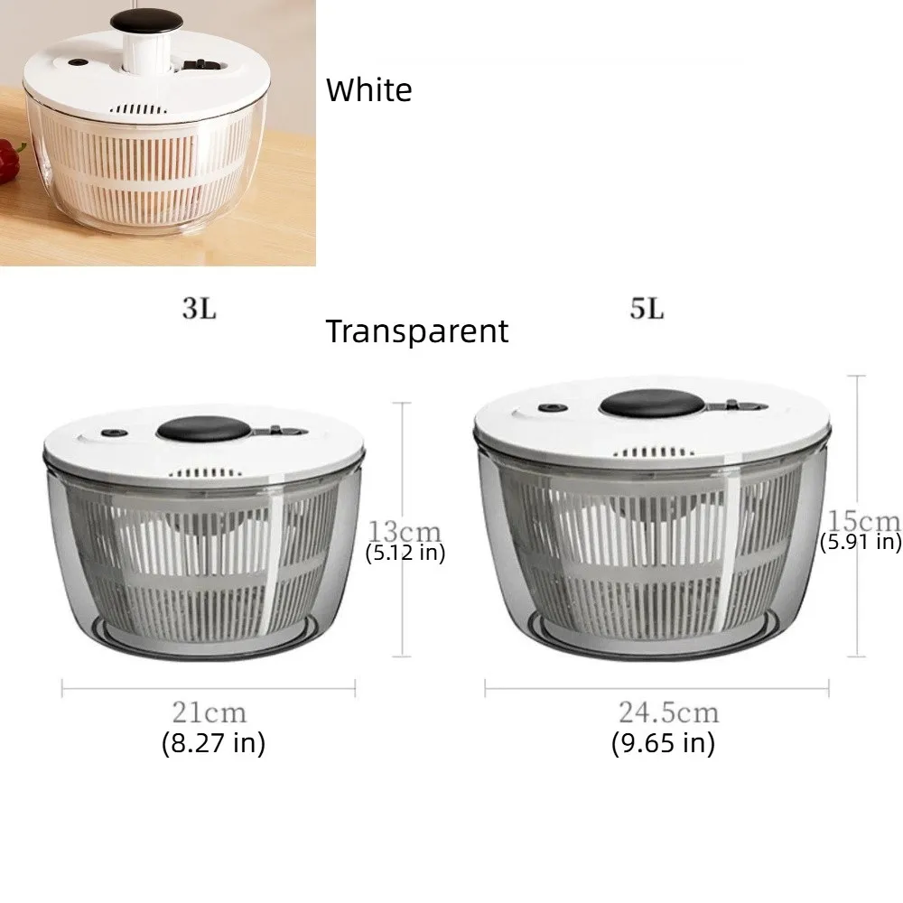 Large Capacity Vegetable Dehydrator Semi-automatic Quick Drainage Fruit Drain Basket Rotating Salad Spinner Meal Prep view 6