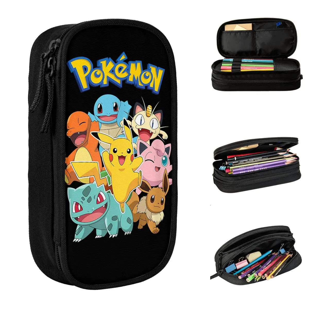 Pokemoned Character Group Etui Penhouder Tas Meisje Jongen Grote capaciteit Studenten School Cosmetische Pennenbakje