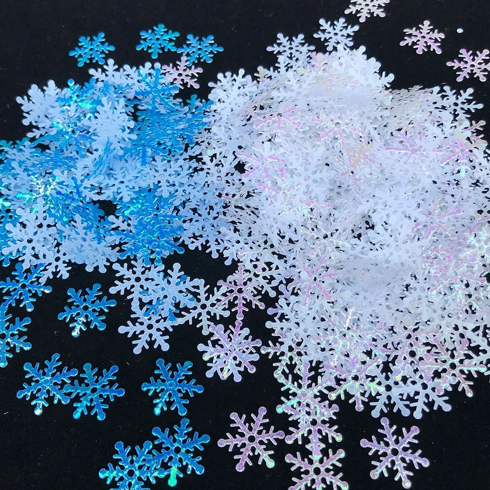 

400Pcs Snowflake Confetti Creative Plastic Snowflakes .5cm White 2Cm Christmas Party Balloon Fillers Festive Table
