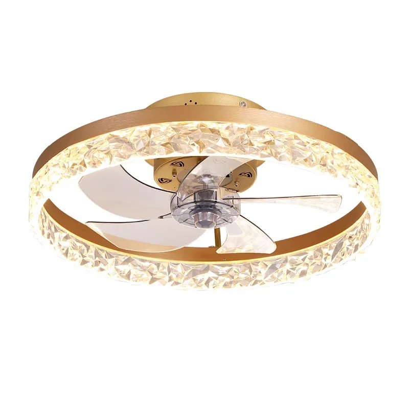 Modern Simple Bedroom Living Room Style LED Dimming Ceiling Fan Light  AC Motor with Remote Ceiling Fan Light