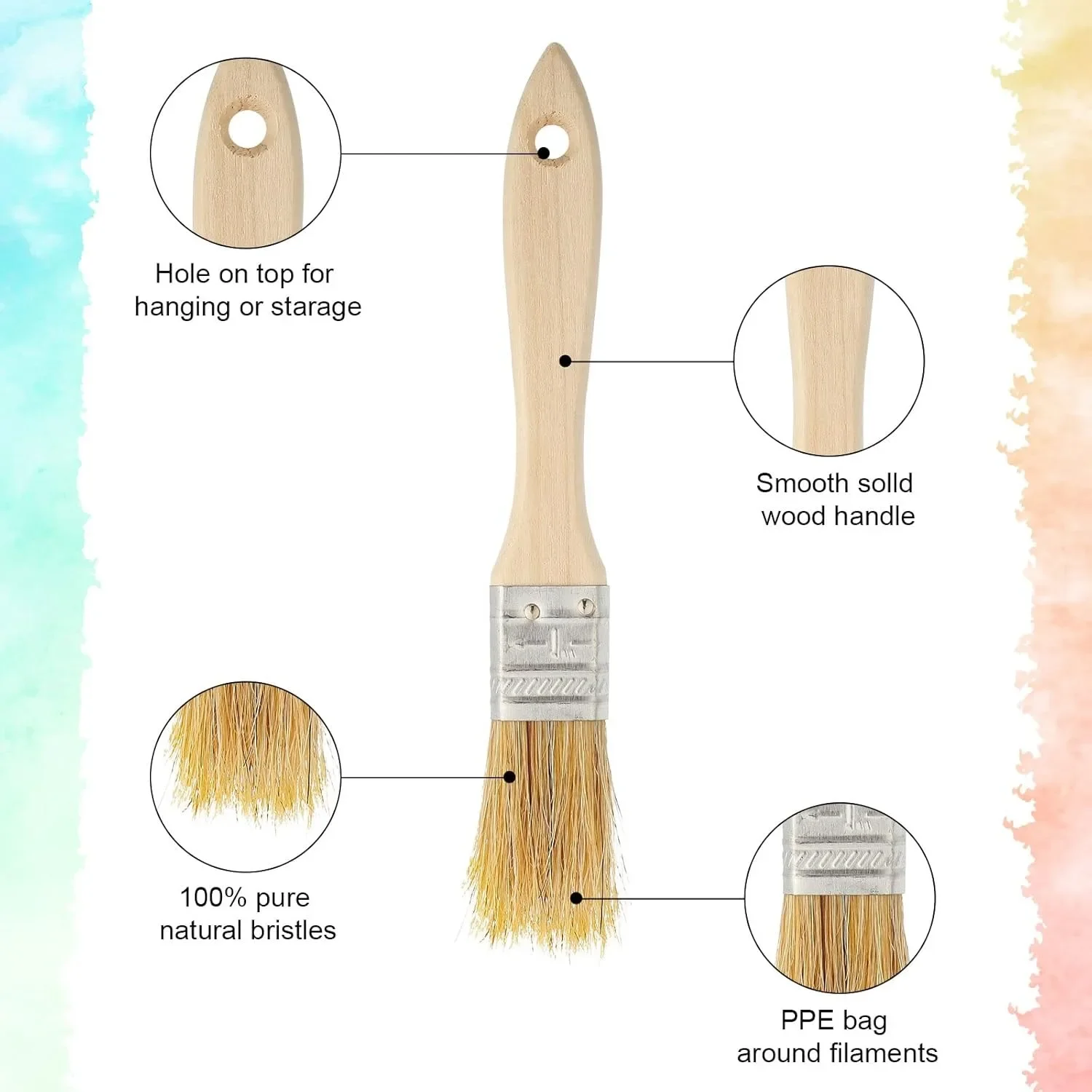 150 فرشاة طلاء تقشر 1 بوصة فرش طلاء متعددة الأغراض فرشاة منزلية كبيرة بمقبض خشبي