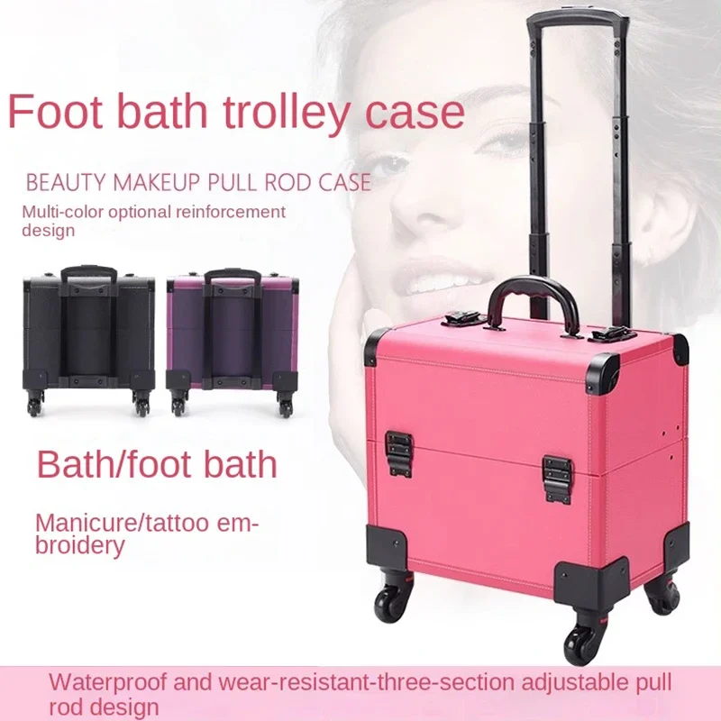 Makeup Case with Wheels luggage Multifunction Technician Toolbox Nail Tattoo Foot Massage Trolley Carry on Bag Make-up Suitcase