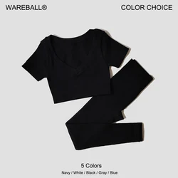 WAREBALL New Yoga Set donna Yoga Suit manica corta Leggings a vita alta Yoga Wear palestra Fitness Suit abbigliamento sportivo