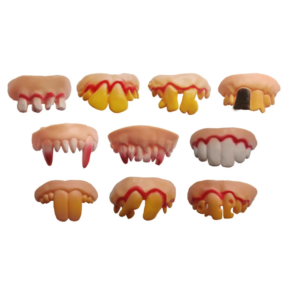 Teeth Halloween Fakefalse Funny Artificialfangs Toy Dentures Ugly Wacky Gag Denture Joke Cosplay Prank Costume Gnarly Adults