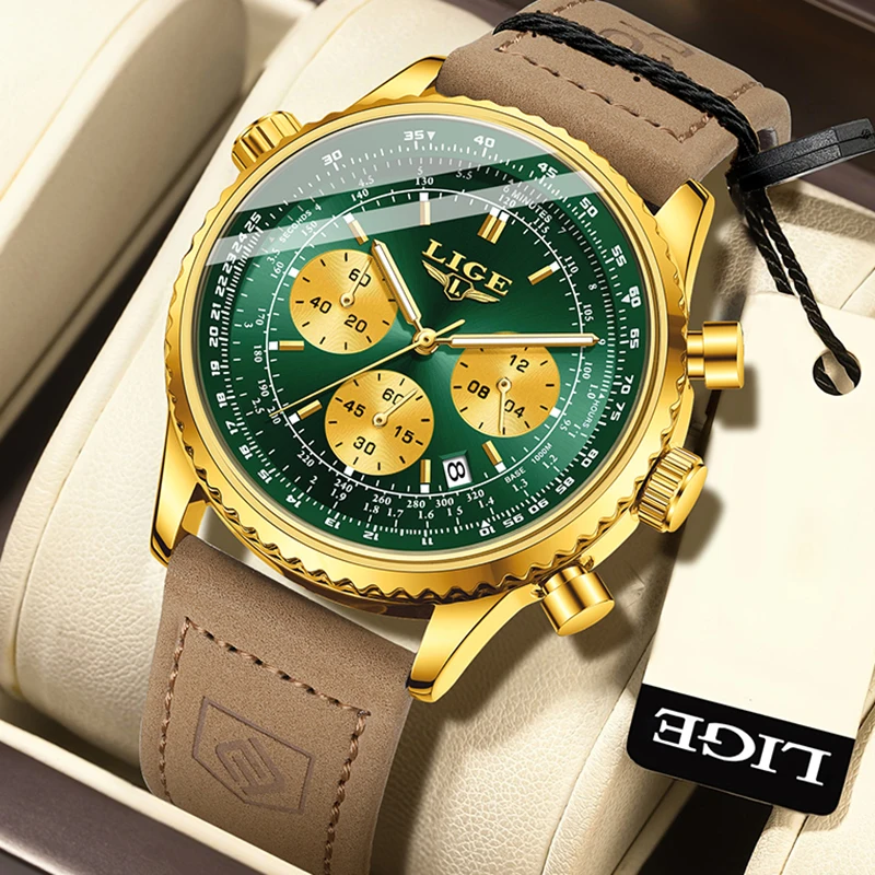 

LIGE Fashion Men Watch Casual Business Leather Quartz Watch For Men Sport Chronograph Clock Male Waterproof Watches Reloj Hombre