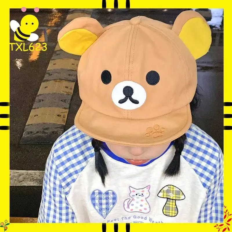

Rilakkuma Bear With Ear Cap Summer Hats For Women Girls Kids Couple Fashion Cartoon Outdoor Sport Sun Visors Baseball Caps Gift