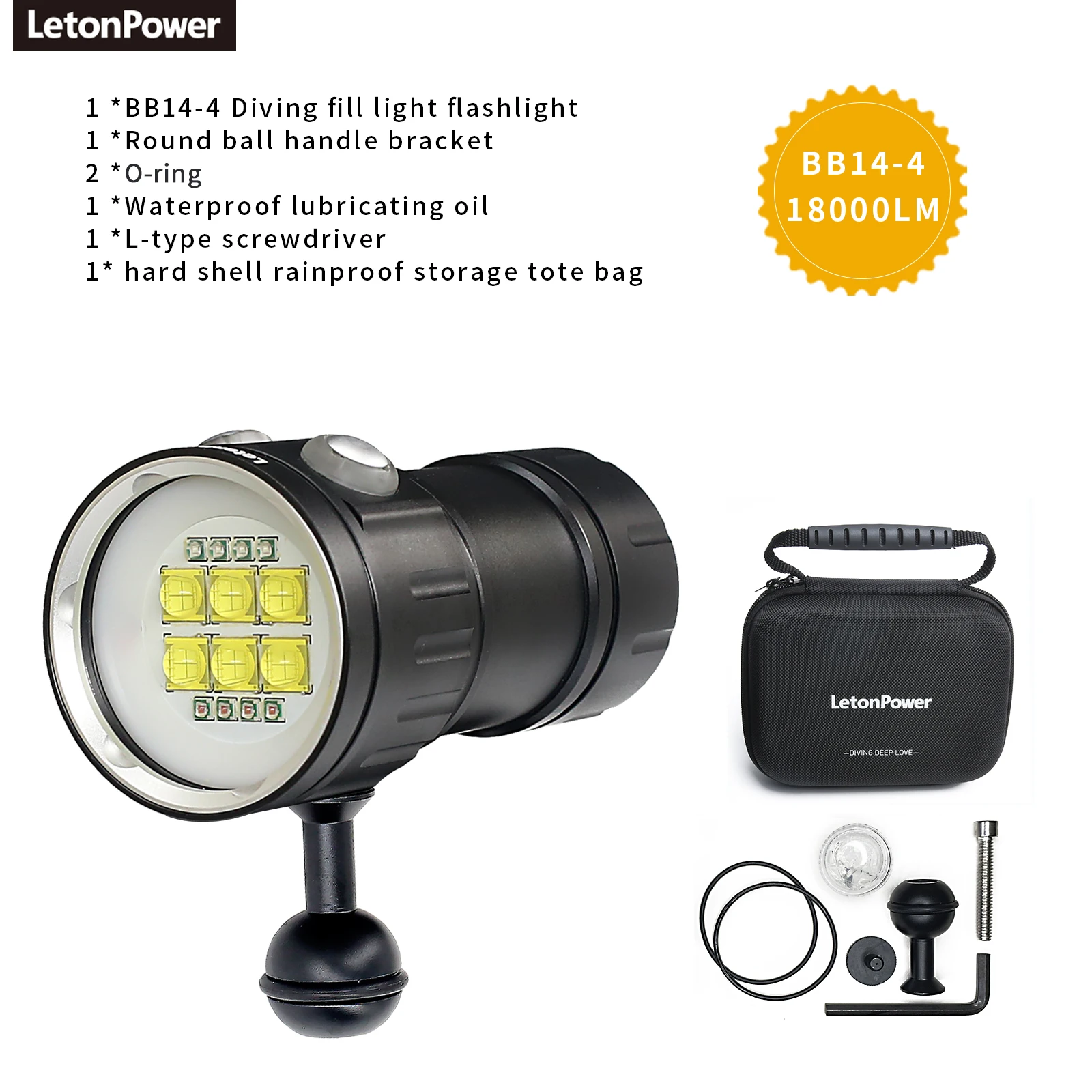 LetonPower Underwater Photography Light Black 8