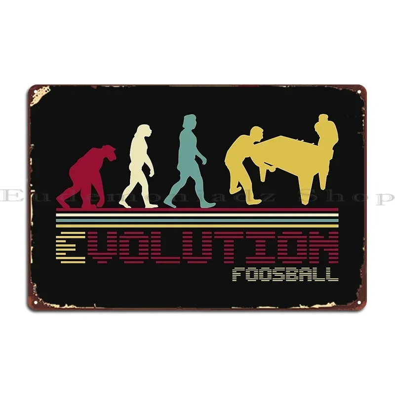 Foosball Table Soccer Evolution Retro Funny Metal Sign Create Party Plates Designing Printed Club Tin Sign Poster