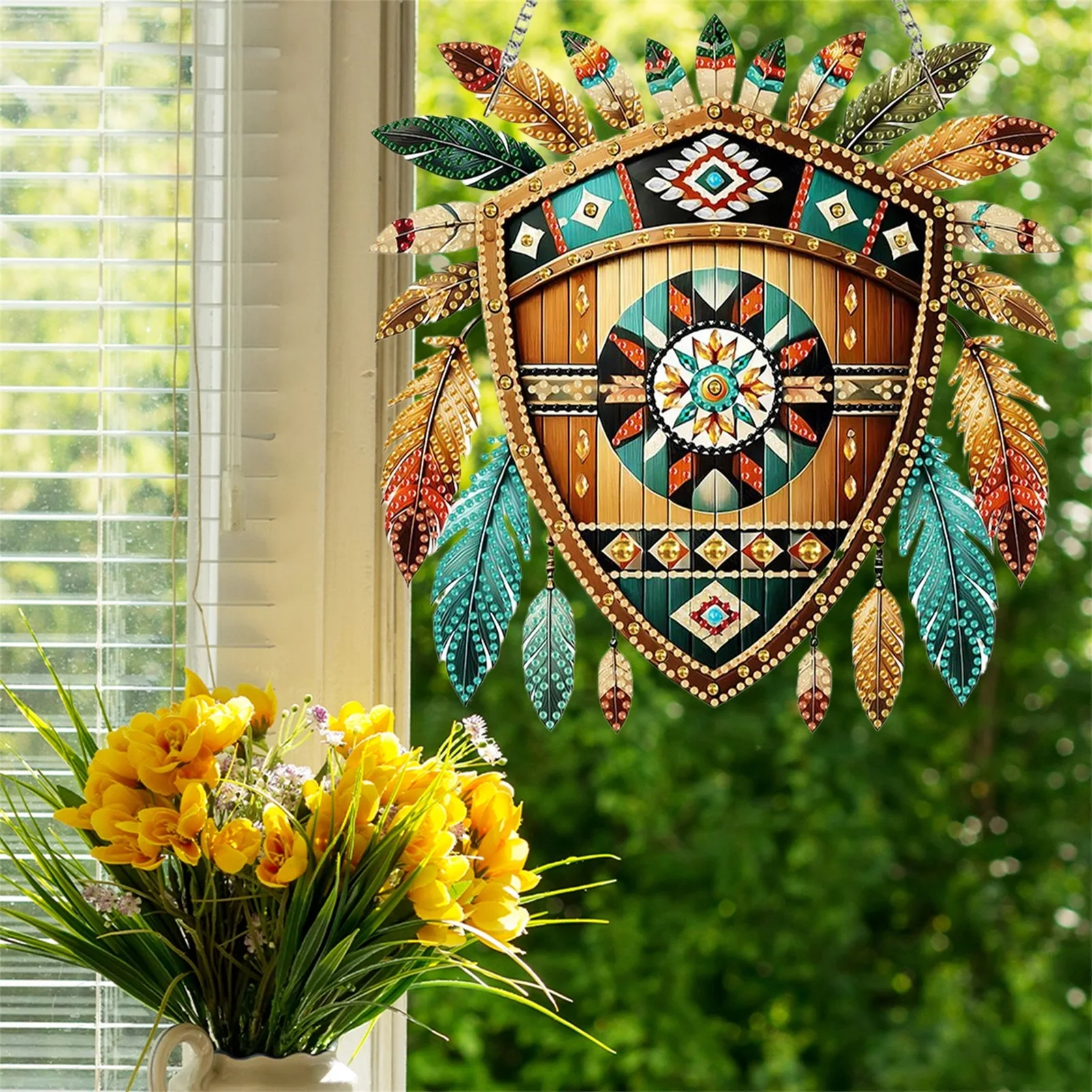 

Special Shape Indian Shield 5D DIY Diamond Painting Dots Pendant Rhinestone Diamond Art Pendants DIY Diamond Art Pendant Kit
