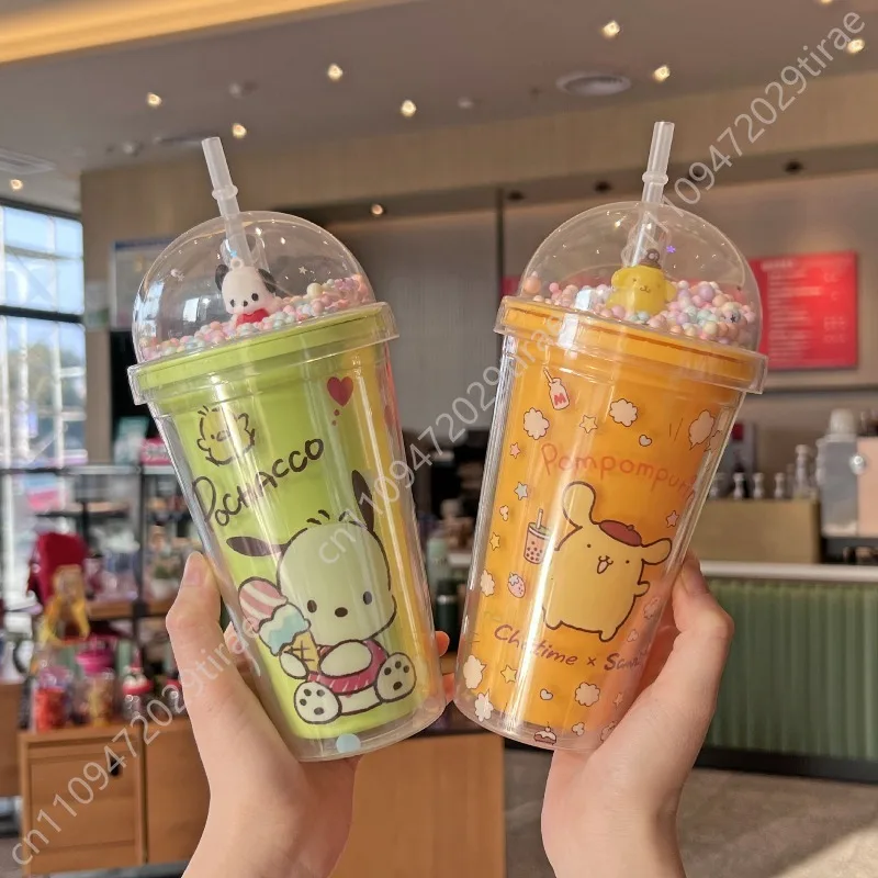 Sanrio Hello Kitty Straw Cup HelloKitty Friends Plastic Water Cup Gift Cosplay Props