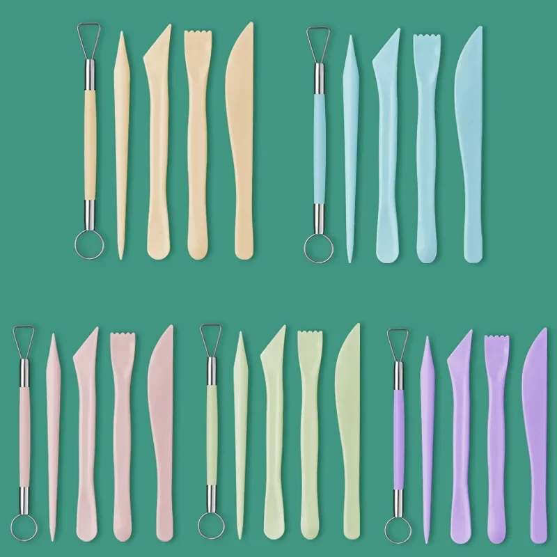 

5 шт., инструменты для скульптуры из керамической глины, художественные принадлежности, набор из глины, керамический нож, мягкий керамический нож для скульптуры, художественные инструменты, 5 цветов на выбор