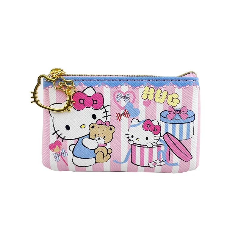 hello kitty cute wallet girls mini coin pouch zipper creative wallet clutch bag cartoon kawaii women birthday gift PU material