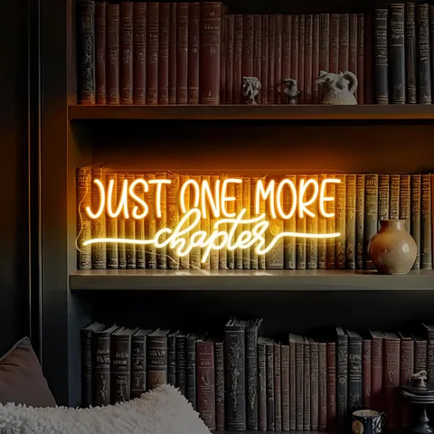 Just One More Chapter 네온 사인, 책 애호가 네온 사인, 책벌레 책 장식, 책의 날 사서 독서 책 장식