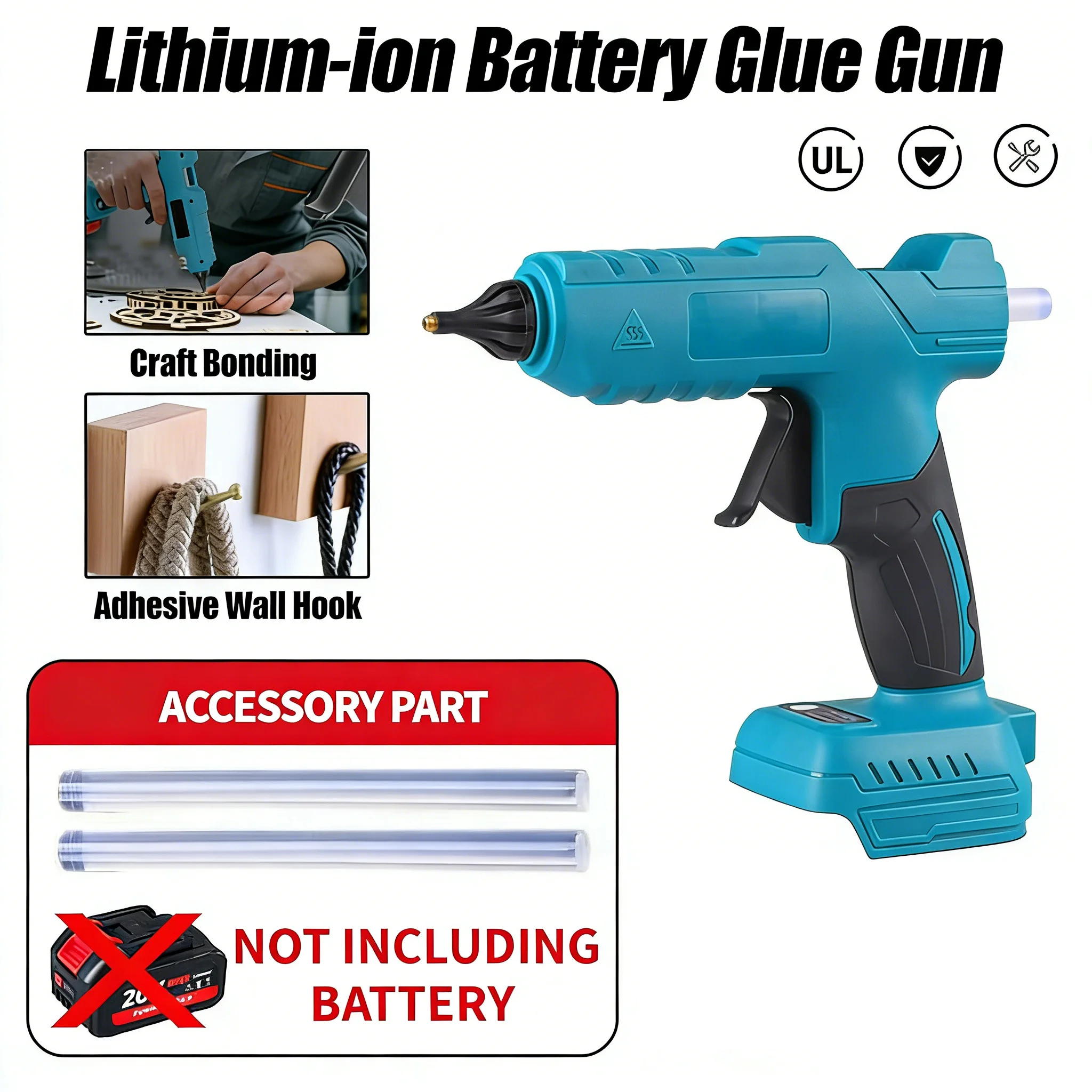 

Wireless Electric Hot Melt Glue Gun with Holder DIY Crafting Welding Air Gun for Home Repairs and Creative Projects No Battery