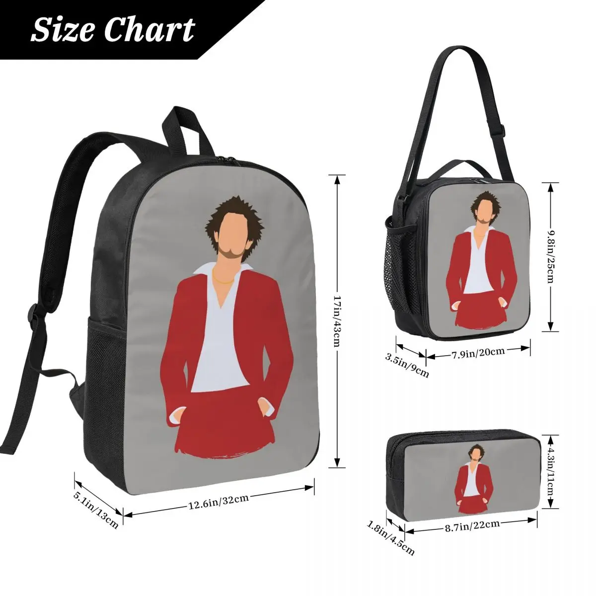 Yakuza Like A Dragon Ichiban Kasuga Kazuma Kiryu Backpack BookBag School Bag Shoulder Bags 3ps Insulated Lunch Bag Pencil Case