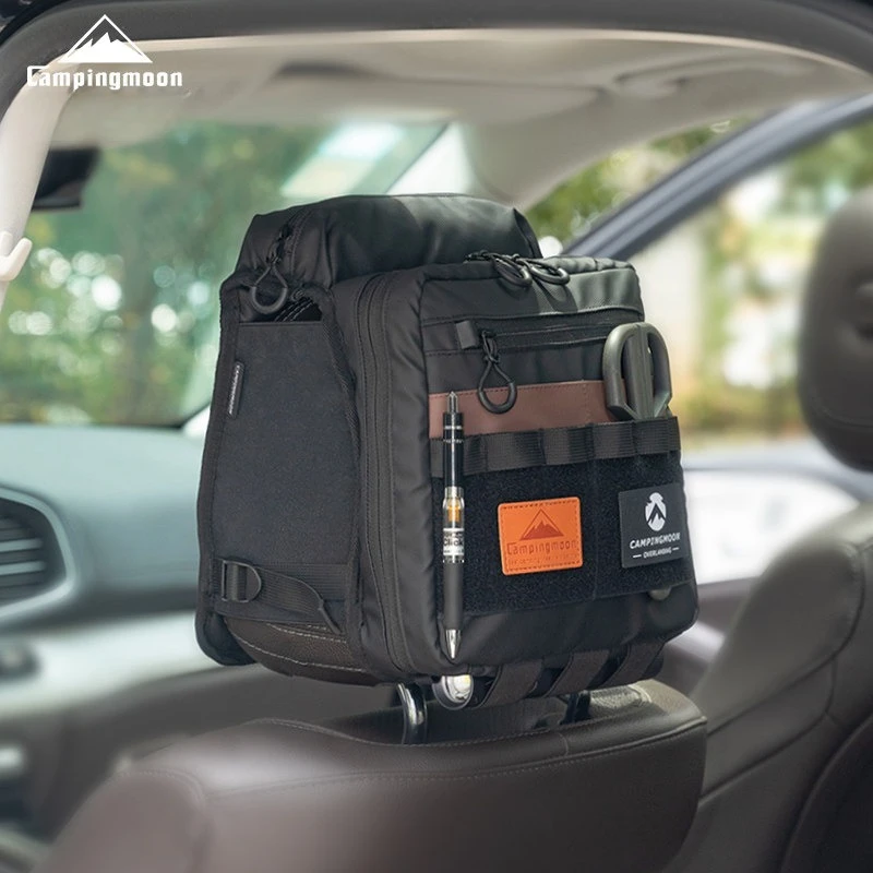 CAMPINGMOON Vehicle-Mounted Tactical Storage Bag – Rear Seat Headrest Organizer for Road Trips, Camping, and Off-Road Gear