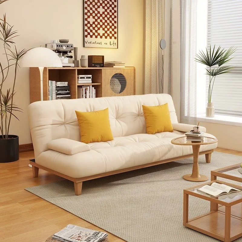 Solid wood folding sofa bed